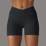 Summer V-waist peach hip lifting tight fitting three part pants, high waist yoga shorts, running speed drying seamless yoga pant