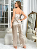 Spring And Summer Women's Pajama Set Fashionable And Breathable Halter Long Pants Two Piece Set