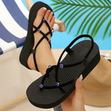 Lightweight Crystal Wedges Rome Sandals Women Plus Size 42 Thick Sole Eva Summer Sandles Woman Non Slip Platform Beach Sandles