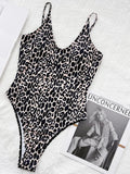 2025 New Sexy Backless High Leg Cut Women Swimwear One Piece Swimsuit Female Padded Black Leopard Bather Bathing Suit Swim Lady