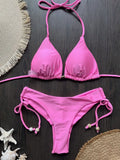 2026 Sexy Folds Bikini Set Solid Micro Bikinis Women Swimsuit Female Triangle Swimwear Beach Wear Bathing Suit
