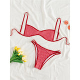 XS - L 2026 Printed Polka Dot Bikini Female Swimsuit Women Swimwear Two-pieces Bikini Set Plaid Bather Bathing Suit Swim V8039