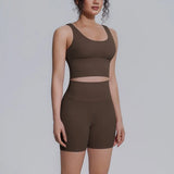 Women's Yoga Set Sports Running Fitness Beautiful Back Vest Hip Lifting Slim-Fit High Waist Shorts Training Gym Workout Suits