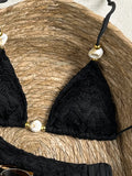 2026 Wrinkled Crinkled Halter Beads Bikini Women Swimwear Female Swimsuit Two-pieces Bikini Set Bather Bathing Suit Swim Lady