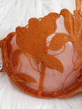 Golden French-style floral embroidery lace lingerie set, sexy and soft steel-bra-cupped bra, Valentine's Day party ZA824031