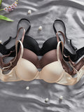3PCS Basic Solid Women's Underwear Set Seamless Push Up Bra Comfortable Thin Strap Underwire Lingerie