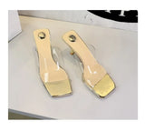 BIGTREE Sexy Silver PVC Transparent Crystal Womens Slippers 2026 Summer Square Toe Thin High Heels Sandals Ladies Shoes