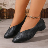 2026 New Women's Vintage Pointed-Toe Pumps - Low Cut Perforated Chunky Heel shoes, Slip-On Casual Shoes for Summer Daily Wear