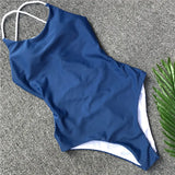 Criss Cross Backless Women Swimwear One Piece Swimsuit Female Monokini High Cut Leg Bather Bathing Suit Swim Beach Wear Lady