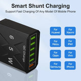 6 Ports USB Charger Fast Charging QC3.0 Travel Charger For iPhone17 16 Samsung Xiaomi Vivo Mobile Phone Adapter EU US UK Plug