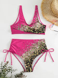 2026 Drawstring V Neck High Waist Bikini Women Printed Swimwear Female Swimsuit Bathers Bathing Swimming Suit Beachwear Summer
