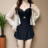 Swimsuit one-piece slimming and conservative skirt for girls, soaking in hot springs for vacation, swimsuit for women, summer