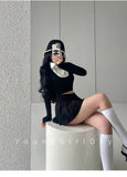WOMENGAGA Fahsion Women Skorts Spicy Girl Sexy High Waist SlimA-LINE Pleated Skirt Half Body Short Skirt Sweet Korean Style 8NDZ