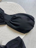 Sexy Bandeau High Cut Bikini Women Swimwear Female Swimsuit Two-pieces Bikini set Pleated Padded Bather Bathing Suit Swim