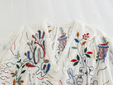 Foridol Marine Organism Embroidery Batwing Sleeve Summer Spring Maxi Skirt Set Cotton White Tassle Dress Set Outfits Button Suit