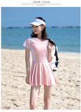 Swimsuit for Women in Summer, Conservative and Slimming, One-piece Skirt Style Swimsuit New Year's Hot Spring Plus Size Swimsuit