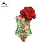 Blue 3D Flower One Piece Swimsuit Luxury Women Swimwear 2024 Monokini Bodysuit Swim Suit Bathing Suit Beachwear Summer Suits