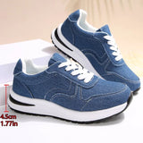 Comfortable Platform Denim Sneakers for Women Plus Size 43 Lace-Up Women's Sports Shoes Lightweight Non Slip Walking Shoes Woman