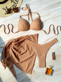 3 Pieces Triangle Bikinis 2026 Solid Swimwear Female Sexy Swimsuit Women & Beach Skirt Bathers Bathing Swimming Swim Suit