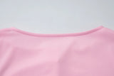FDYOUI Pink T-shirts 2026 Summer Woman Clothes O-neck Single Breasted Cardigan Tops Female Short Sleeve Slim T Shirt Streetwear