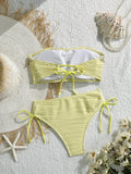 XS - XL Wrinkled Shells Bandeau Bikini Women Swimwear Female Swimsuit Two-pieces Bikini Set Bather Bathing Suit Swim Beachwear