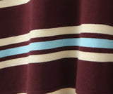 Foridol Burgundy Striped Casual Women T-shirt Summer Loose Polo Shirts Buttons New Female Tops Blouse White Tops Spring Shirt
