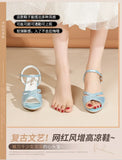 Sandals for Women's  New Summer Elegant Temperament High Heels Coarse Heels Fish Mouth Breathable Comfortable Fashion Pumps