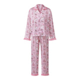 Women's Christmas Pajama Set Featuring Festive Santa Tree and Bow Prints 2 Piece Lounge Nightwear Sleepwear