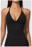 Sexy V Neck Yoga Vest Women Quick Dry Shockproof Slimming Sports Tank Top Cloud Feeling Sanded Workout Fitness Running Vest
