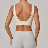 Running Sports Bra Women High Support Open Back Yoga Breathable Slim Fit Fitness Pilates Tank Top With Removable Pads