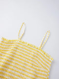 Summer Women Smocked Tank Tops Spaghetti Strap Plaid Ruffle Camisole Fashion Sleeveless Vest Shirts Streetwear