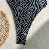Printed Extreme Mini Micro Thong Women Swimwear One Piece Swimsuit Female Cross Back High Cut Monokini Bather Bathing Suit Swim