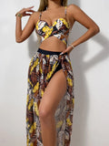 3 Pieces Strappy Bikini 2026 Women Push Up Swimsuit Sexy Swimwear Female With Beach Dress Bathers Bathing Swimming Swim Suit