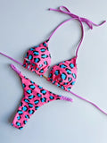 Leopard Halter Scrunch Butt Mini Micro Thong Bikini Women Swimwear Female Swimsuit Two-pieces Bikini Set Bathing Suit Swim Lady