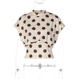 FDYOUI Women's O-neck Polka Dot T-shirt 2026 Summer O-neck Drop-sleeve Tunics Tops Fashion Loose Corset Tee Shirts Female Top