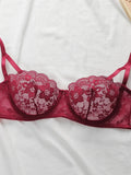 charming French Style Lace Lingerie Set - ultra-thin red lace Bra & Thong Sexy ultra-thin Underwear, Ideal Gift for Her YS2451