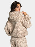 Vintage Leopard Hooded Sweatshirt Suit Loose Fit Contrast Line Wide Leg Trousers Fashion Athletic Tracksuit Outfit
