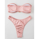 New Sexy Bandeau Strapless Bikini Female Swimsuit Women Swimwear Two-pieces Bikini set Padded Bather Bathing Suit Swim V4647D