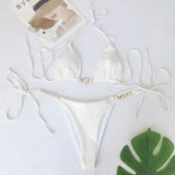 Snake Skin Rhinestone Diamond Bikini Female Swimsuit Women Swimwear Two-pieces Bikini Set High Cut Halter Bathing Suit Swim Lady
