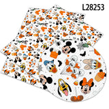 Halloween Disney Mickey Cartoon Print Artificial leather DIY Earring Hair Bow Bag Crafts  faux Leather  22X30CM litchi