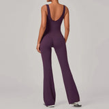 Women's Seamless Yoga Jumpsuits Sports Fitness Sleeveless Hip-lifting Flared One-piece Workout Gym Training Slim Fit Bodysuits