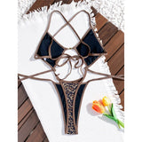 S - XL Leopard Extreme String Mini Micro Thong One Piece Swimsuit Women Swimwear Female Padded Bather Bathing Suit Swim K7067