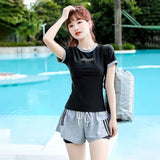 Split Swimsuit Women's Short Sleeved Conservative Cover Belly Slimming Professional Sports Sexy Hot Spring Two-piece Swimsuit