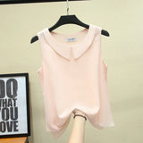 MOYISU New Arrival Summer Plus Size Outside Wear Large Size Doll Collar Loose Sleeveless Chiffon Vest Top Woman