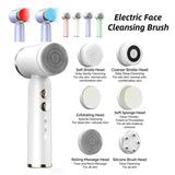 IPX6 Waterproof Electric Cleansing Brush 6 In1 Sonic Rotating Deep Cleansing Brush Remove Acne Pore Skin Rejuvenation Beauty