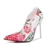 Women Heels Graffiti Colorful Bridal Shoes Women Pumps Sexy High Heels Pointed Toe Party Wedding Shoes Stiletto Plus Size 35-46