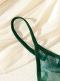 Green Floral Lace Split Sheer Mesh Babydoll Lingerie Set Slip Nightdress With Matching Thong Women Sexy Sleepwear ZA825071