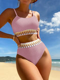 High Waist Bikini 2026 Women Strappy Swimwear Female Sexy Padded Swimsuit Solid Bathing Swimming Swim Suit Summer Beachwear
