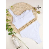 New Sexy One Piece Swimsuit Swimwear Women Solid Single Shoulder Hollow Mesh White Bathing Suit Beachwear Banadores Mujer 2026