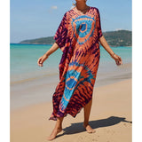 2026 New Colorful Kaftan Tunic Beach Dress Beach Wear Beachwear Beach Cover Up Cover-upsLoose Maxi Dress Female Women V4428